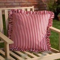 Wylder Millie Ruffle Striped Outdoor Cushion in Red | Size: 50 cm x 50 cm