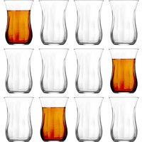 LAV Klasik Glass Turkish Tea Cups - 115ml - Clear - Pack of 12