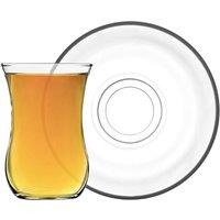 LAV Klasik Turkish Tea Glasses & Saucers Set - 115ml - Clear - 12 Piece