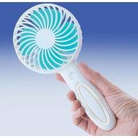 JAVA Wellness Rechargeable Mini Fan with Stand & Light, Portable, 22cm in White
