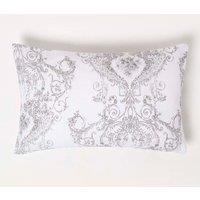 Homescapes French Toile Patterned Rectangular Cushion in Grey | Size: 30 cm x 50 cm