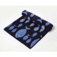 Homescapes Blue Fish 100% Cotton Beach Towel