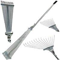 BARGAINS-GALORE Expanding Adjustable Lawn Rake Lightweight Garden Hand Tool Raking Diy in Silver