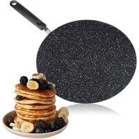 BARGAINS-GALORE Pancake Fry Pan Non Stick Marble Interior Dosa Crepe Pan Cookware Home in Black