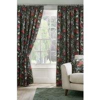 Dreams & Drapes 'Sandringham' 100% Cotton Pair of Pencil Pleat Curtains With Tie-Backs in Green | Size: 167 cm width x 137 cm drop