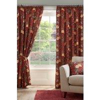 Dreams & Drapes 'Sandringham' 100% Cotton Pair of Pencil Pleat Curtains With Tie-Backs in Red | Size: 168 cm width x 229 cm drop