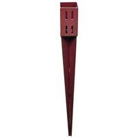 Samuel Alexander 75mm x 75mm (3" x 3") Metal Garden Fence Post Holder & Spike in Dark Red