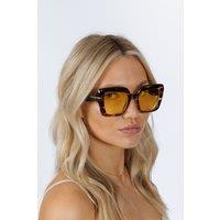 SVNX Bold Square Sunglasses in Leopard Yellow