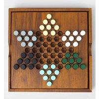 Suck UK Wooden Chinese Checkers Set - Classic Strategy Game in Brown