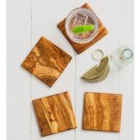 Selbrae House Olive Wood Square Coasters - Set of 4 in Natural