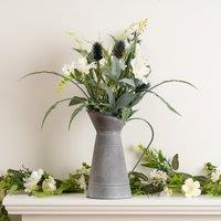 Scottish Everlastings Ltd 60cm Mixed Floral in Metal Jug in Grey
