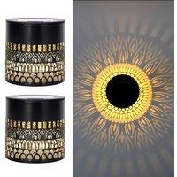 Obasyhig Solar powered openwork cylindrical projector lampStyle 1 in Black