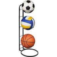 Nordara 3 layers Sports Ball Storage Rack Basketball Football Organizer in Black
