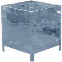 SPETLEK Square Galvanised Steel Garden Waste Incinerator Fire Bin in Metallic Silver