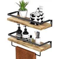 Nordara 2Pcs Wooden Floating Wall Shelves for Home/Office Display & Storage in Brown
