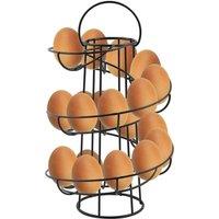 Nordara Chrome Spiral 18-Egg Storage Holder Stand for Kitchen in Black