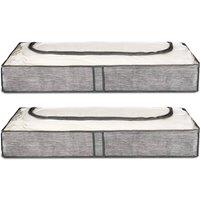 Nordara 2 Pack Grey Linen Underbed Storage Bags With Window
