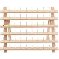 SPETLEK 60 Spool Wooden Thread Rack Foldable for Wall or Desk Storage in Brown