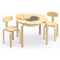 Costway Kids Table & 2 Chairs Set Activity Desk & Chair Set w/ Storage Bin in Natural