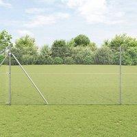 Berkfield Home Welded Wire Fence with 13 Spike Posts 1.5x25 m Galvanised Steel in Grey