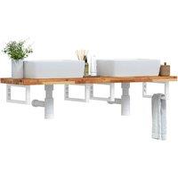 Berkfield Home Basin Shelf Wall Mounted Steel & Solid Wood Acacia in Brown