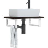 Berkfield Home Basin Shelf Wall Mounted Steel & Solid Wood Oak in Brown