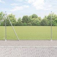 Berkfield Home Welded Wire Fence with 13 Flanged Posts 1.5x25 m Galvanised Steel in Silver