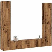 Berkfield Home Wall Mounted TV cabinets 6 pcs Old Wood Engineered Wood in Brown