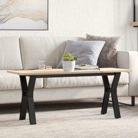 Berkfield Home Coffee Table Y-Frame 110x40x45 cm Solid Wood Pine & Steel in Brown | Size: 110 x 40 x 45 cm