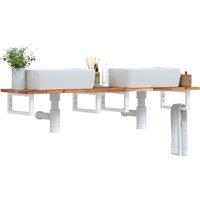 Berkfield Home Basin Shelf Wall Mounted Steel & Solid Wood Acacia in Brown
