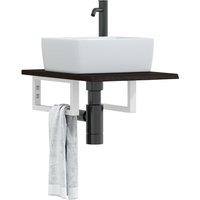 Berkfield Home Basin Shelf Wall Mounted Steel & Solid Wood Oak in Brown