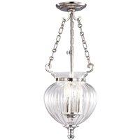 Netlighting Finsbury Park 3 Light Small Ceiling Lantern Pendant Polished Nickel E14 in Grey