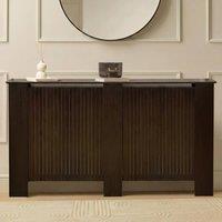 OHS Ribbed Large Radiator Cover Slatted Engineered Wood in Dark Brown