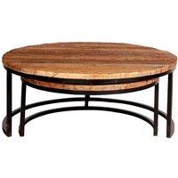 IH Design Wauseon Solid Wooden Set of 2 Coffee Tables - Railway Sleeper Table in Brown