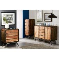 IH Design Willma Metal & Solid Wood 4 Drawers Chest - Storage Cabinet in Brown