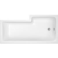 Balterley L Shape Left Hand Square Shower Bath Tub with Leg Set, 1600mm - White