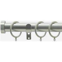New Edge Blinds Brushed Steel 28mm Stud Fixed Length Metal Curtain Pole in Silver | Size: 430 cm