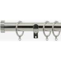 New Edge Blinds Stainless Steel 28mm Stud Fixed Length Metal Curtain Pole in Light Grey | Size: 130 cm