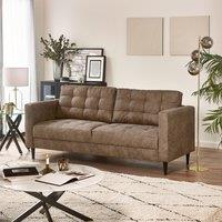 FurnitureboxUK Jade Brown Faux Leather 3 Seater Sofa