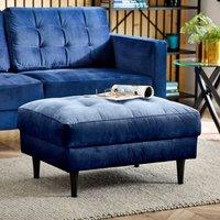 FurnitureboxUK Jade Velvet Chesterfield Footstool in Navy