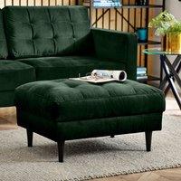FurnitureboxUK Jade Velvet Chesterfield Footstool in Emerald