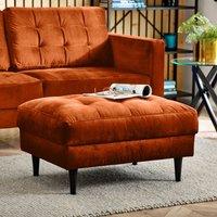 FurnitureboxUK Jade Velvet Chesterfield Footstool in Burnt Orange