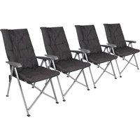 Harbour Housewares High Back Padded Reclining Camping Chairs - Pack of 4 in Black