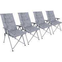 Harbour Housewares High Back Padded Reclining Camping Chairs - Pack of 4 in Grey