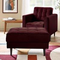 FurnitureboxUK Jade Velvet Chesterfield Footstool in Maroon