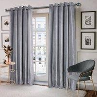 New Edge Blinds Wave Woven Jacquard Curtains in Navy in Charcoal | Size: 228 cm width x 228 cm drop
