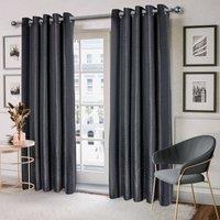 New Edge Blinds Wave Woven Jacquard Curtains in Navy in Black | Size: 228 cm width x 183 cm drop