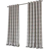 New Edge Blinds Luxe Geo Velvet Eyelet Curtains in Beige | Size: 167 cm width x 183 cm drop