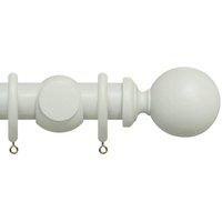 New Edge Blinds Premium 50mm Wooden Curtain Pole Set - Chalk White | Size: 380 cm