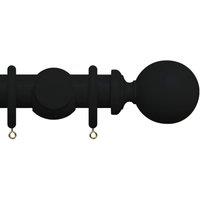 New Edge Blinds Premium 50mm Wooden Curtain Pole Set - Coal Black | Size: 280 cm